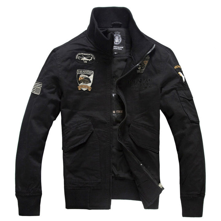 Herren Militärstil-Jacke Langarm mit Taschen