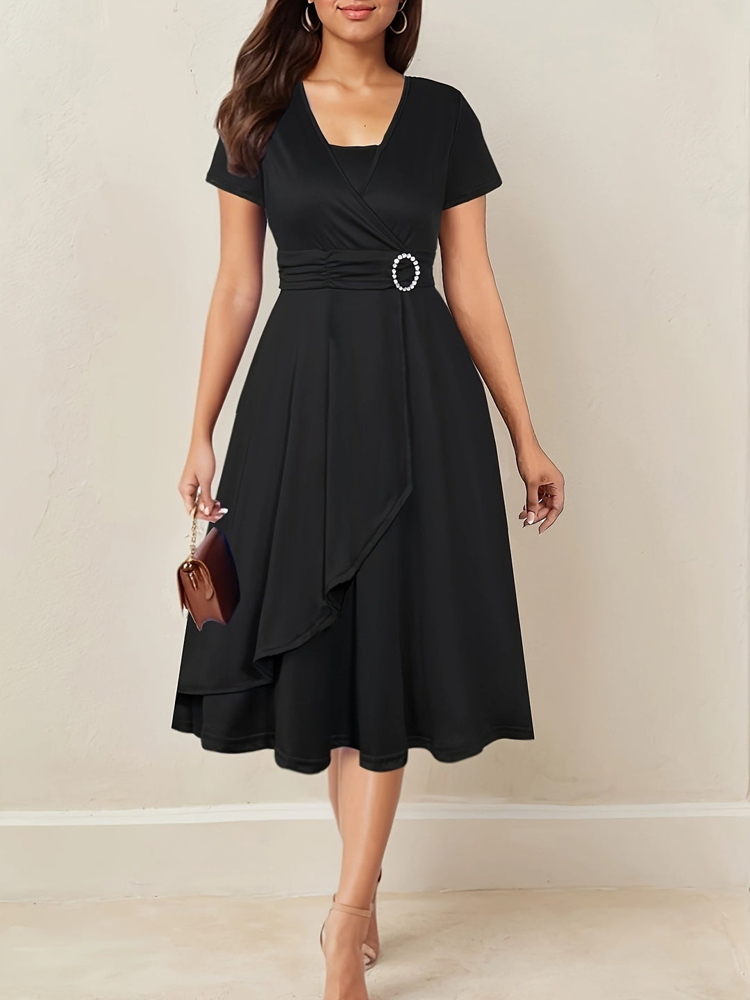 Hilda | Elegantes Abendkleid für Damen mit Strass-V-Ausschnitt