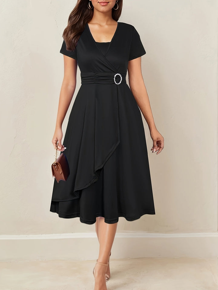 Hilda | Elegantes Abendkleid für Damen mit Strass-V-Ausschnitt