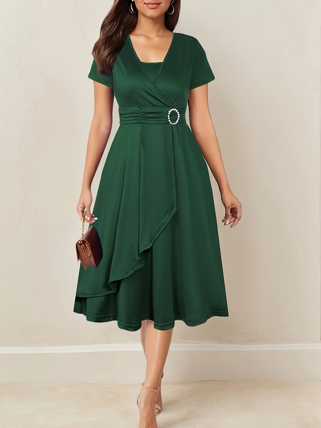 Hilda | Elegantes Abendkleid für Damen mit Strass-V-Ausschnitt