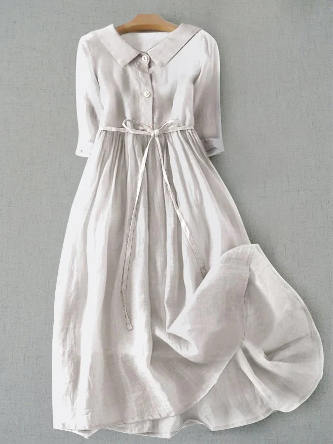 Alice | Elegantes Midikleid für Damen mit Rundhalsausschnitt und kurzen Ärmeln
