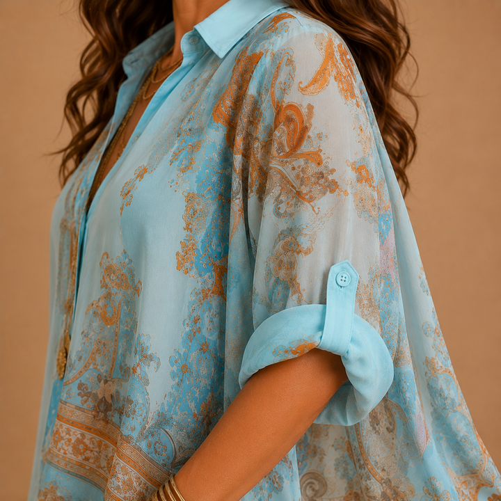Pia | Damen Maxikleid mit Hemdkragen und Seitenschlitz