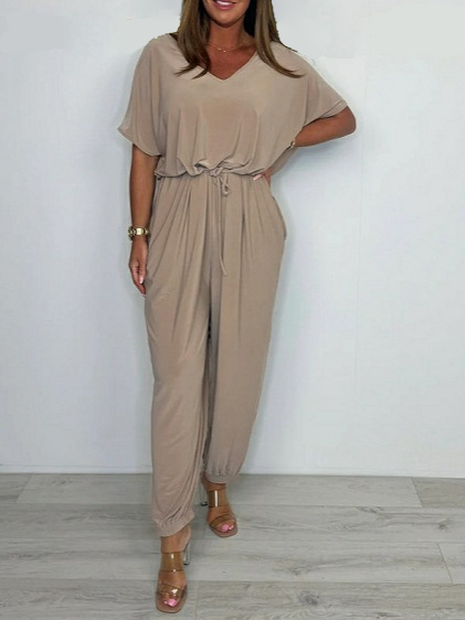 Cora | V-Ausschnitt Bindeträger Jumpsuit für Damen
