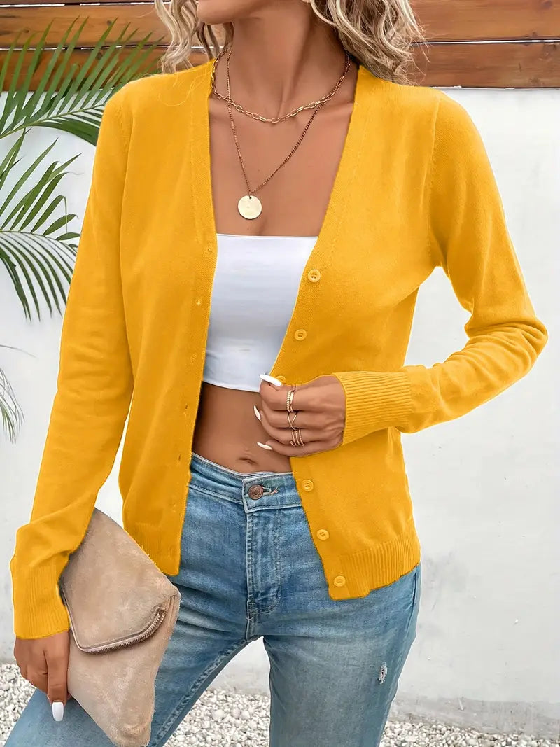 Odele | Anmutiger Minimalistischer Cardigan für Damen mit V-Ausschnitt