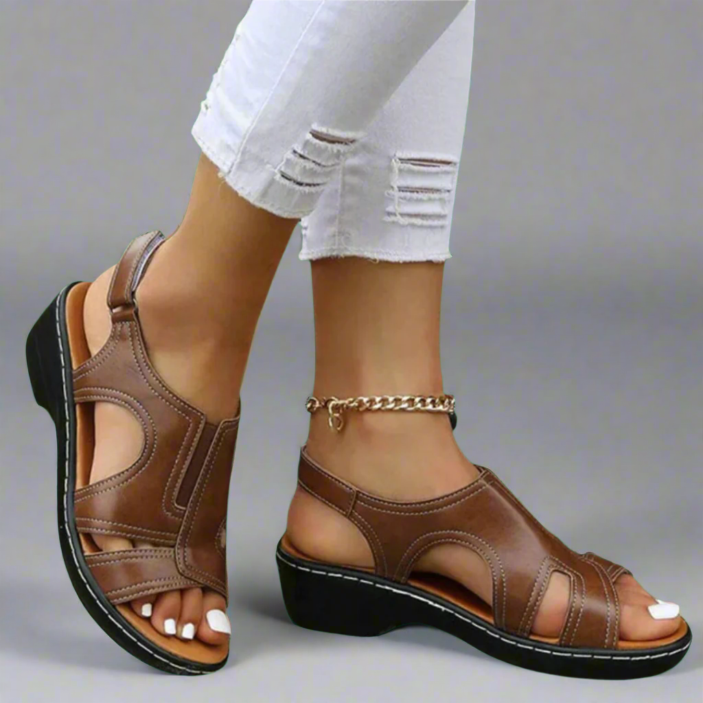 Rosenda | Bequeme Orthopädische Sandalen für Damen mit niedrigem Absatz