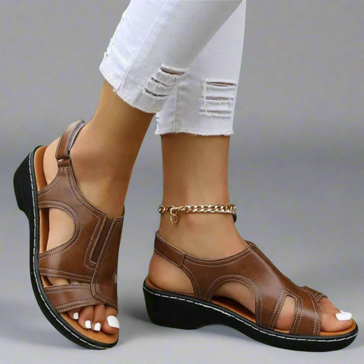 Rosenda | Bequeme Orthopädische Sandalen für Damen mit niedrigem Absatz