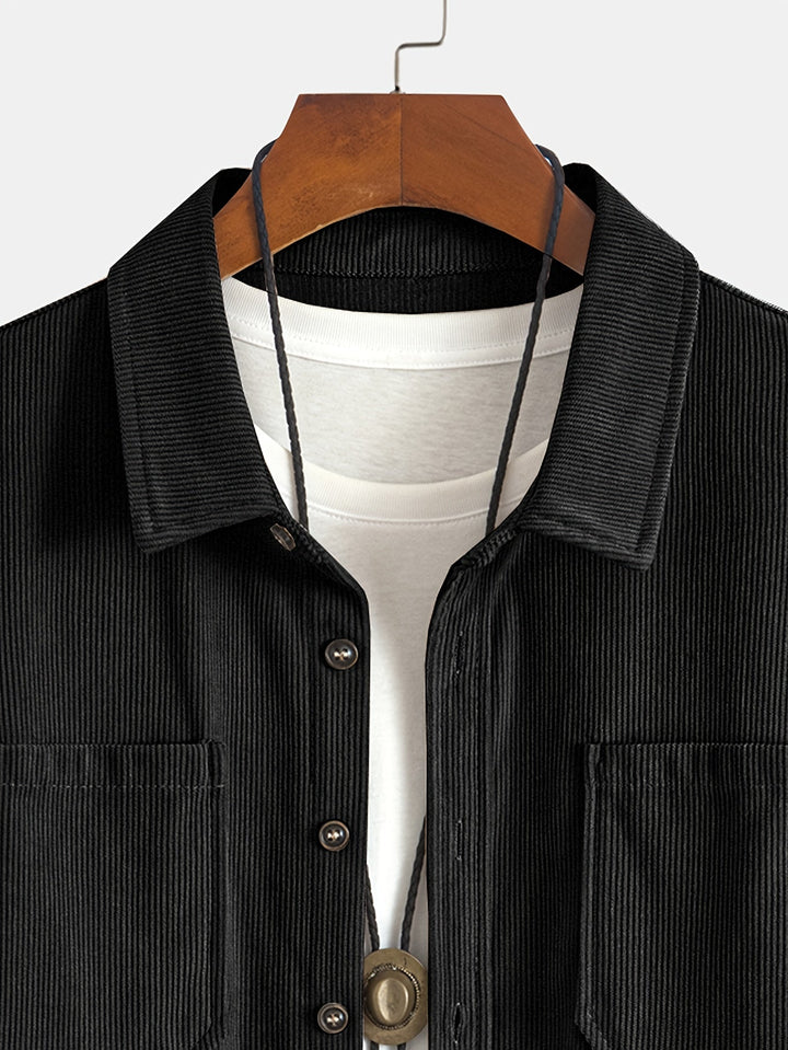 Lukas | Herren Langarm-Overshirt mit Knöpfen und Taschen