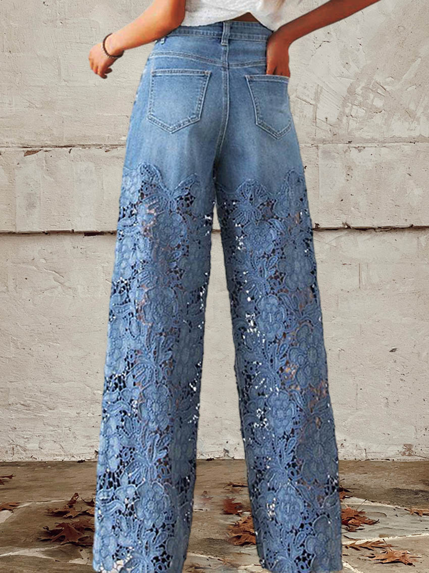 Celeste | und Patchwork-Mid-Rise-Jeans für Damen mit weiter Passform