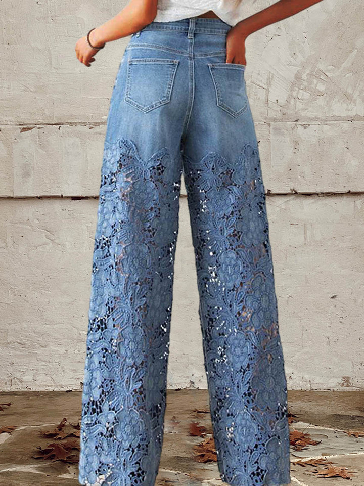Celeste | und Patchwork-Mid-Rise-Jeans für Damen mit weiter Passform