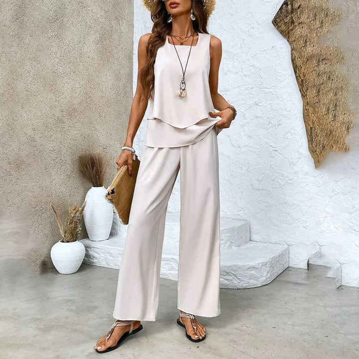 Luna | 2-teiliges Sommer-Set für Damen mit Blumenmuster und eckigem Ausschnitt