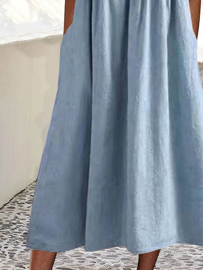 Colette | Auffälliges Chic Midikleid für Damen mit Rundhalsausschnitt