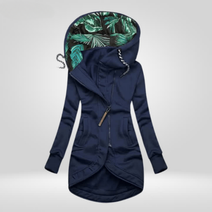 Aurora | Damen Wintermantel mit Blumenmuster und Kapuze