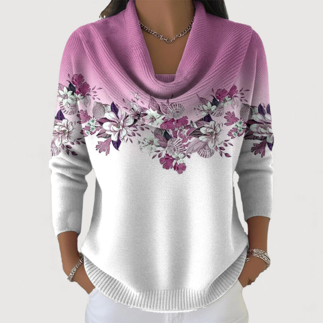 ALORA | Pullover für Damen mit floralem Muster und Cowl-Neck