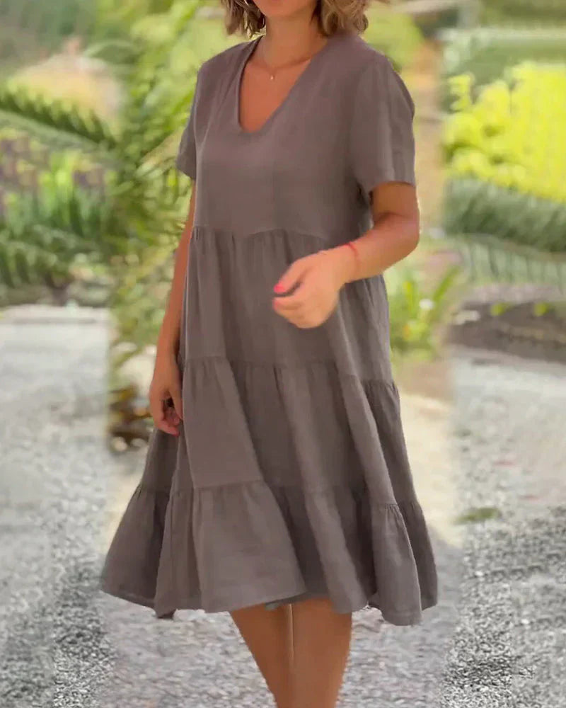 Bexley | Lässiges Sommer V-Ausschnitt Kleid für Damen mit kurzen Ärmeln