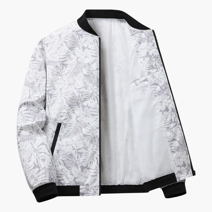 Elegante Herren Bomberjacke mit Blumenmuster und Rundhalsausschnitt