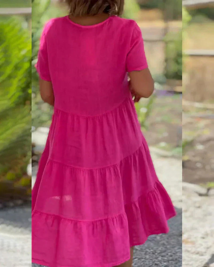 Zoey | Lässiges Sommer V-Ausschnitt Kleid mit langen Ärmeln