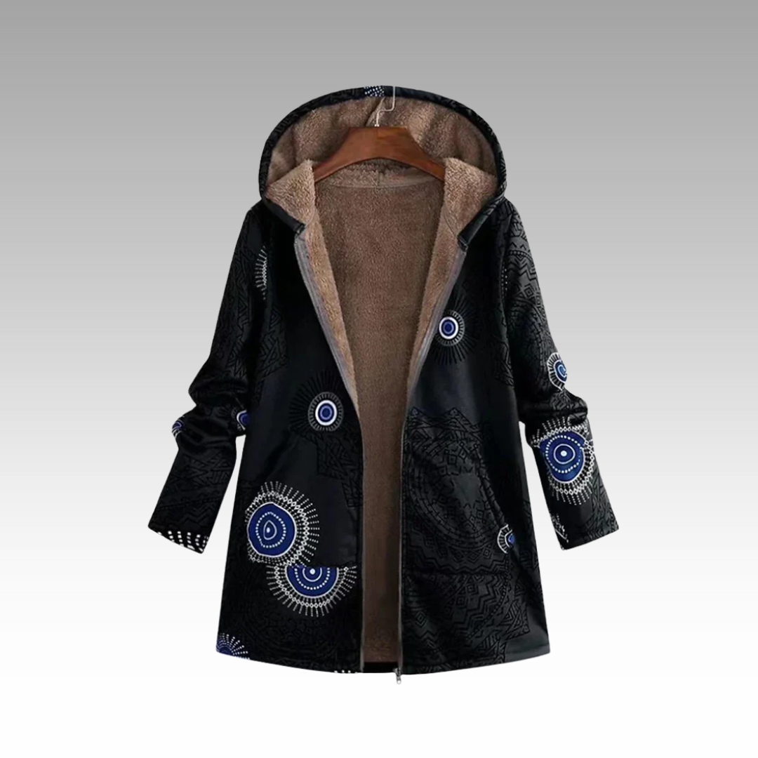 Cozeva | Boho-inspirierte Winterjacke für Damen mit Kapuze und langen Ärmeln