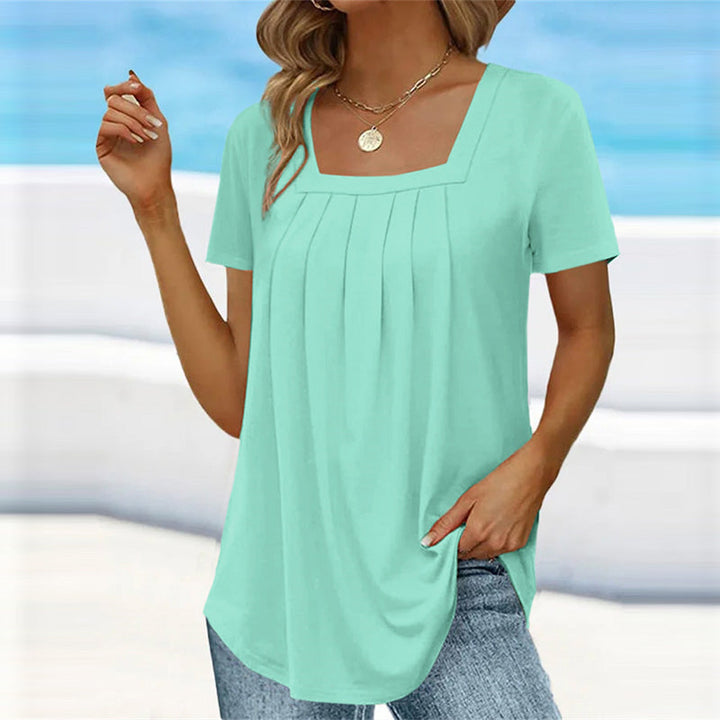 Brenda | Elegante Plissee-Bluse mit eckigem Ausschnitt