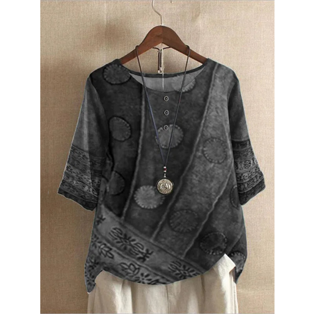 Valarie | Farbenfrohes Bohemian-Top für Damen mit Rundhalsausschnitt