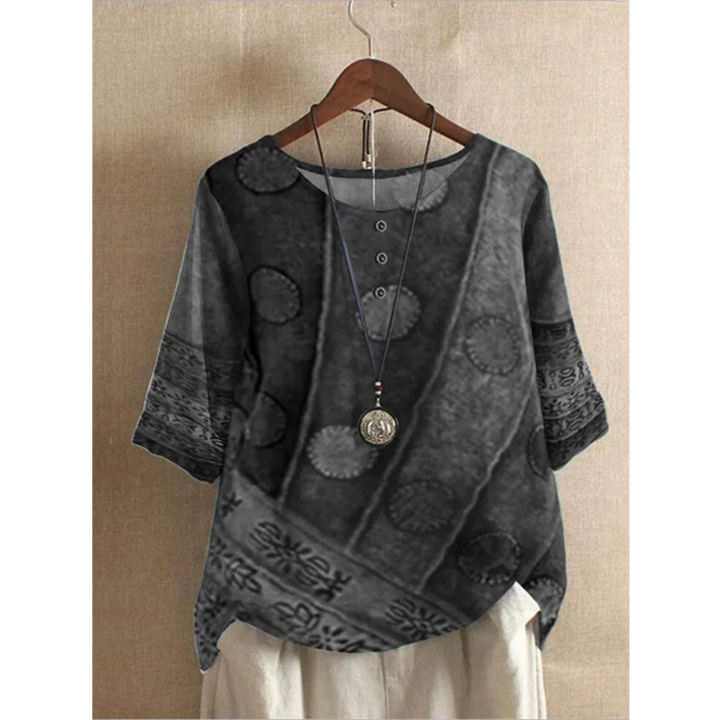 Valarie | Farbenfrohes Bohemian-Top für Damen mit Rundhalsausschnitt