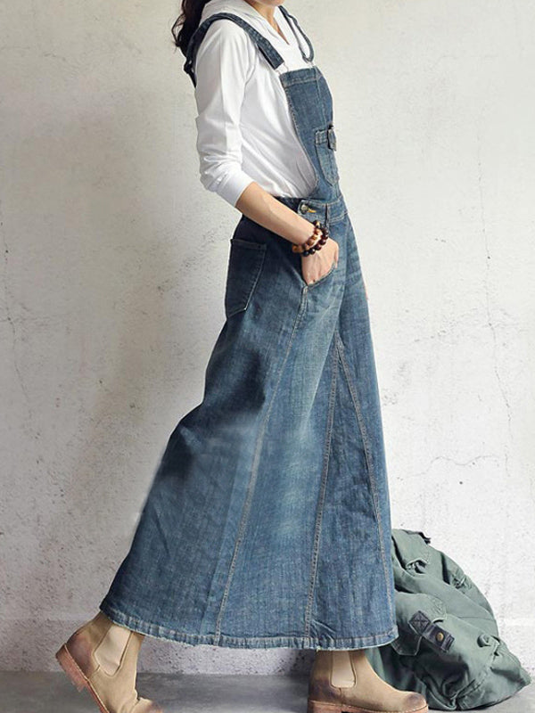 Demi | Lässiges Denim Overall Kleid für Damen mit Rundhalsausschnitt
