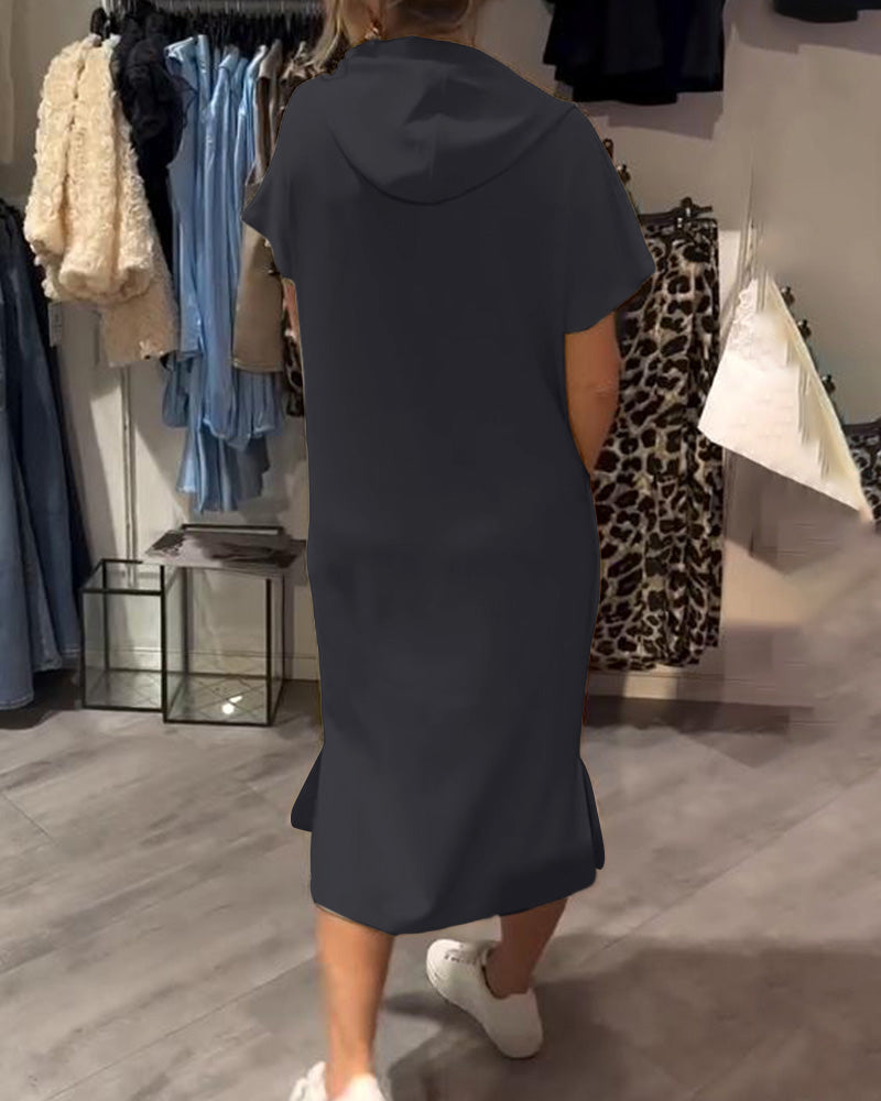 Bridget | Lässiges Hoodie-Midikleid für Damen mit Leoparden-Print und Kapuze