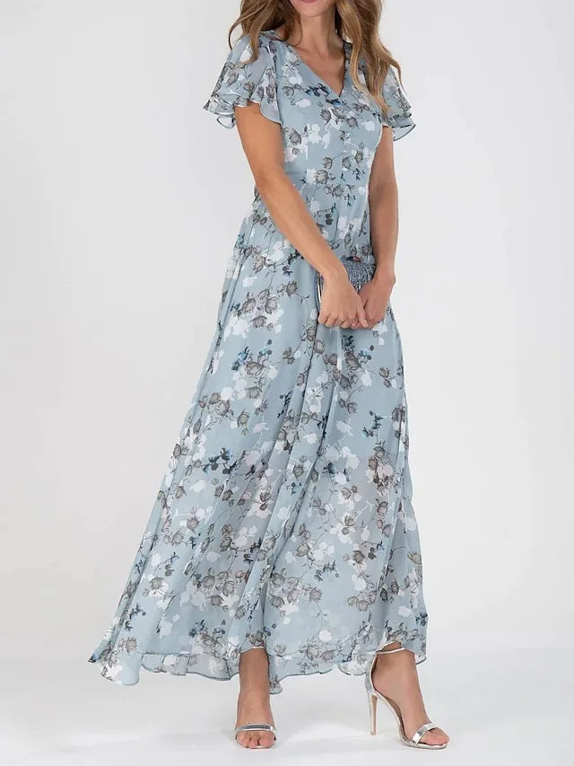 VICTORIA | Glamouröses Kleid mit Bauchbedeckung, V-Ausschnitt und langen Ärmeln