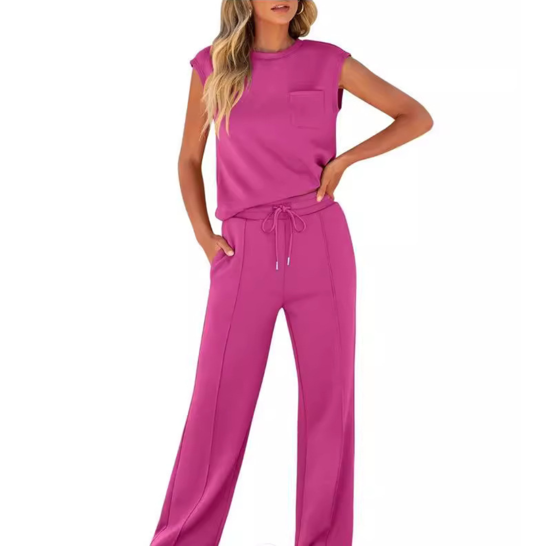 Kai | Lässiges Soft Lounge Co-Ord Set für Damen mit Rundhalsausschnitt