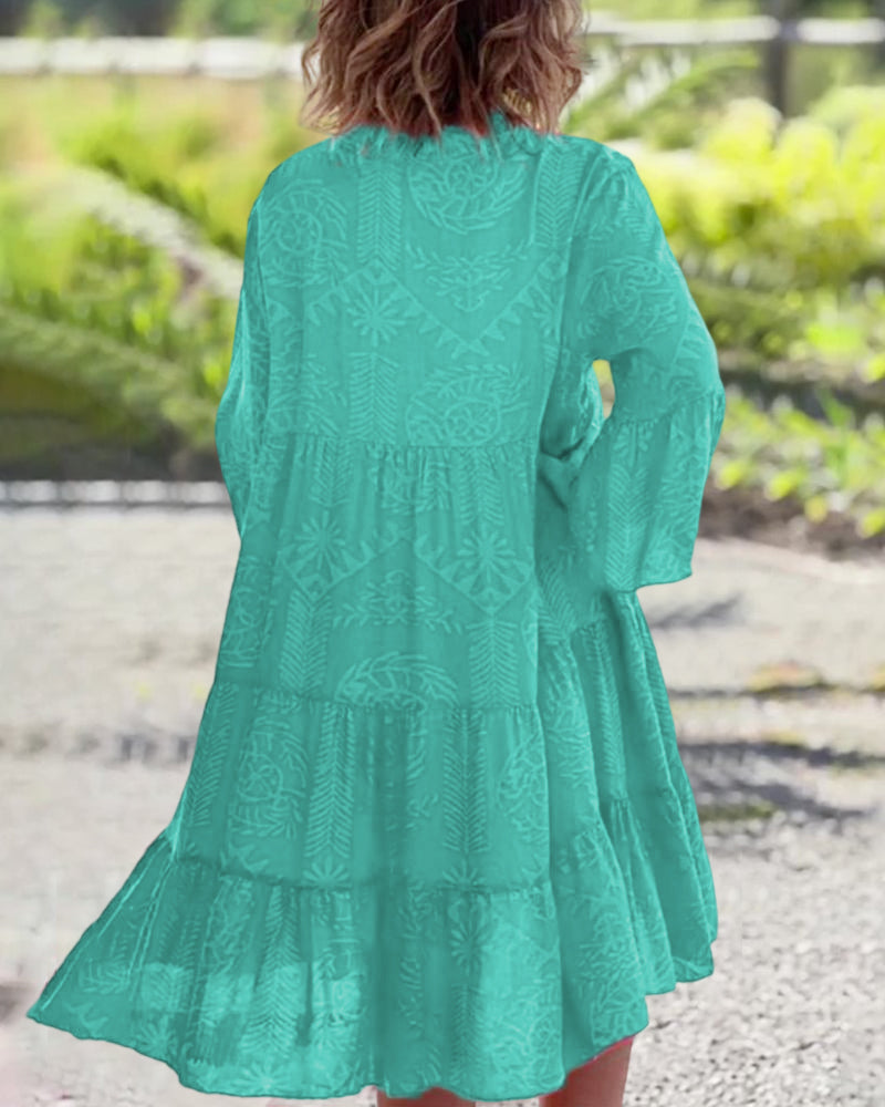 Joyce | Elegantes Boho Chic Midikleid für Damen mit Blumenmuster und V-Ausschnitt