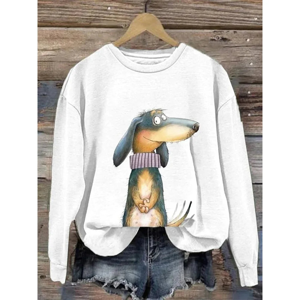 Damen Sweatshirt mit langen Ärmeln und Rundhalsausschnitt