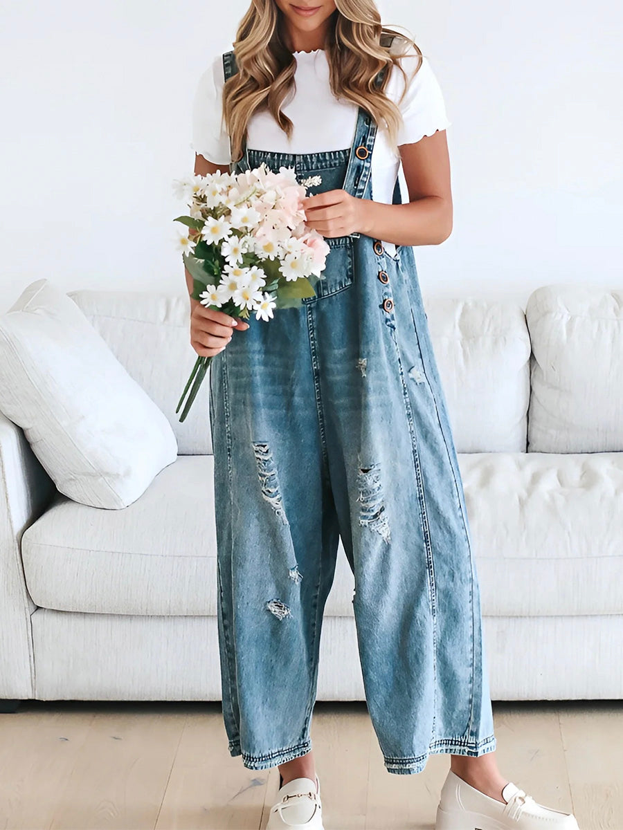 Thessa | Verwaschene Denim-Latzhose für Damen