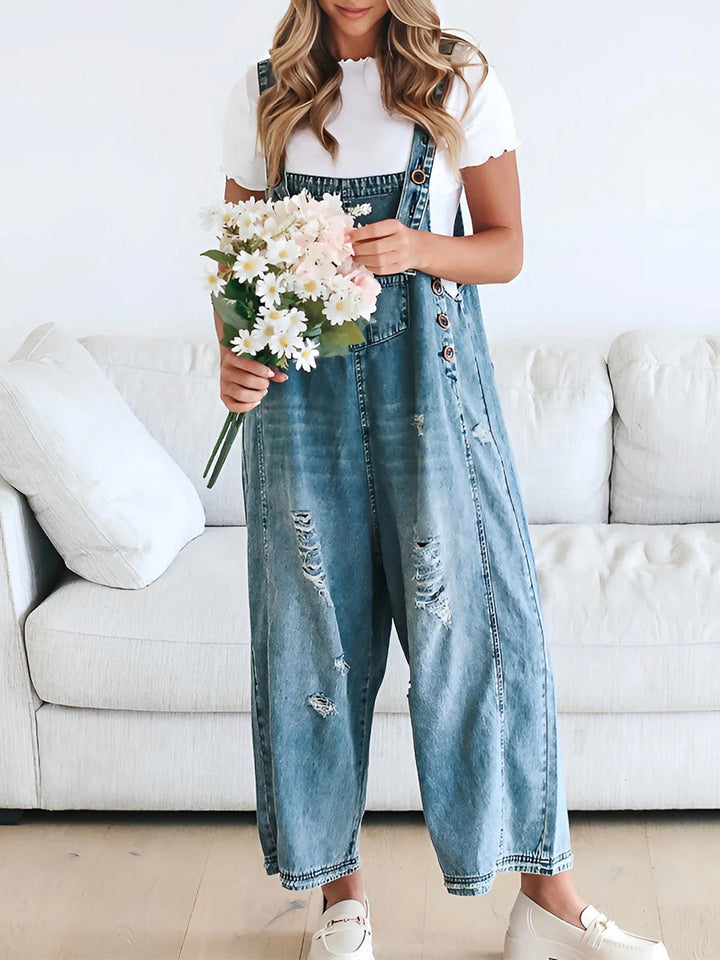 Thessa | Verwaschene Denim-Latzhose für Damen