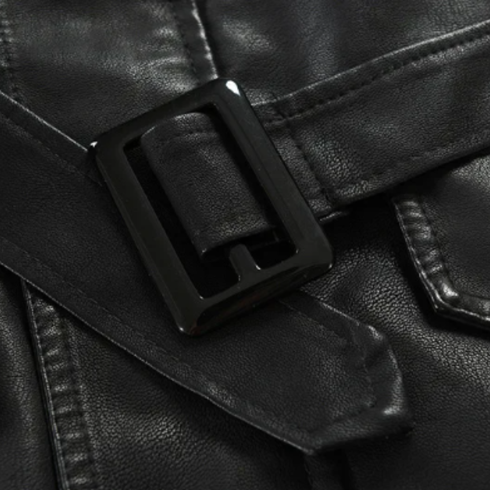 Elegante Lange Bikerjacke für Herren mit langen Ärmeln