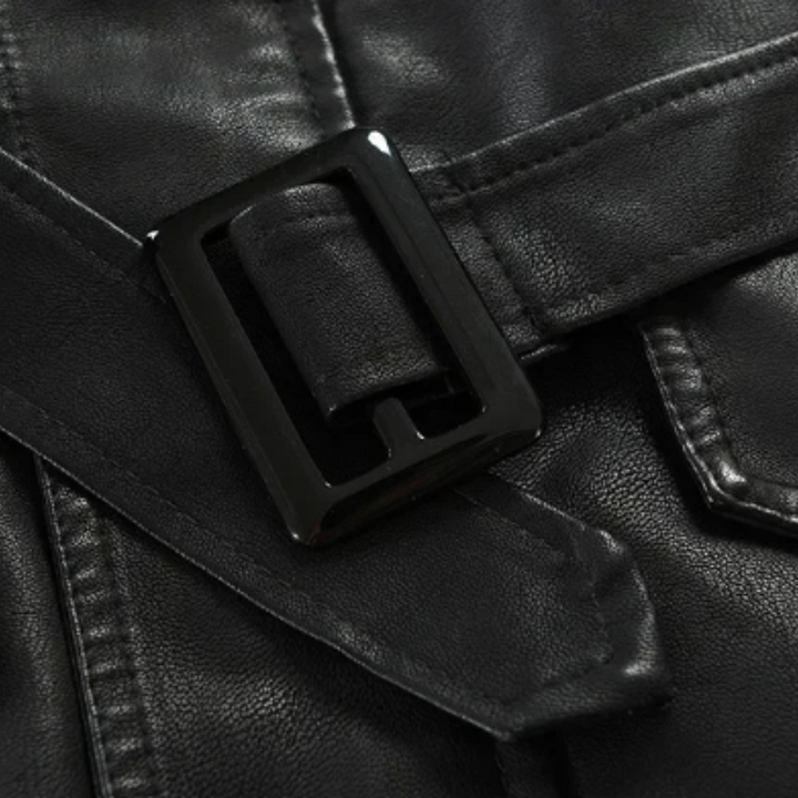 Elegante Lange Bikerjacke für Herren mit langen Ärmeln