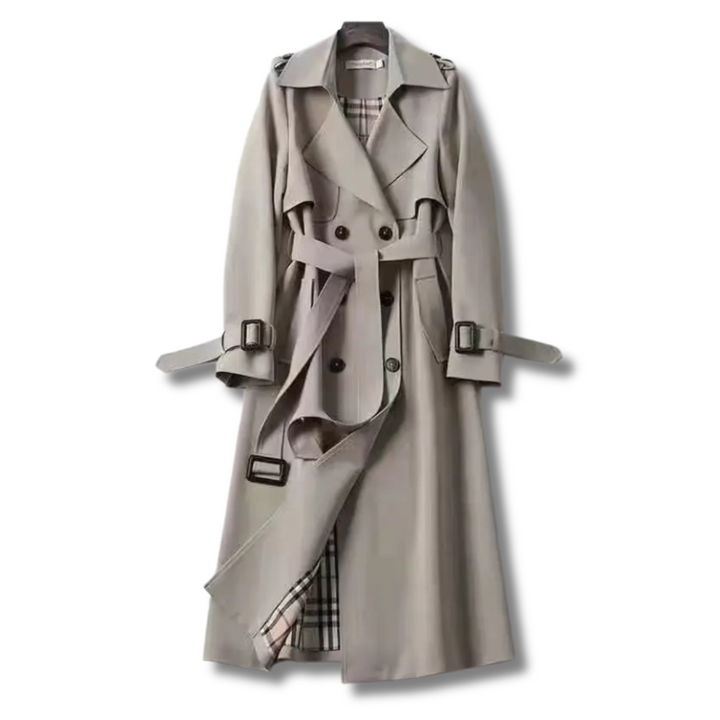 Valentina | Klassischer Trenchcoat für Damen mit langen Ärmeln und Karomuster