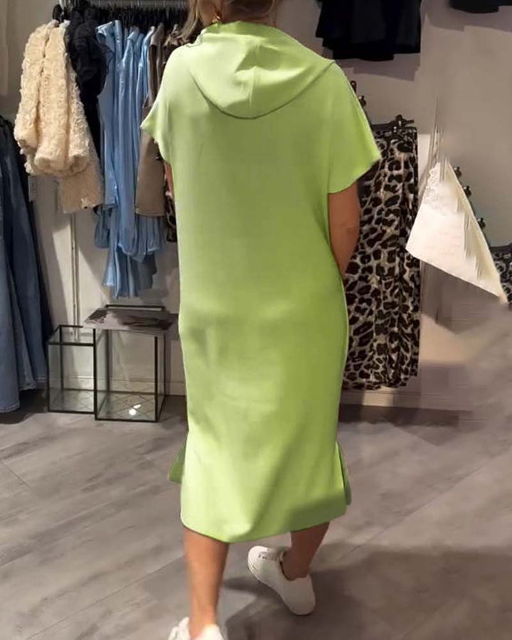 Bridget | Lässiges Hoodie-Midikleid für Damen mit Leoparden-Print und Kapuze