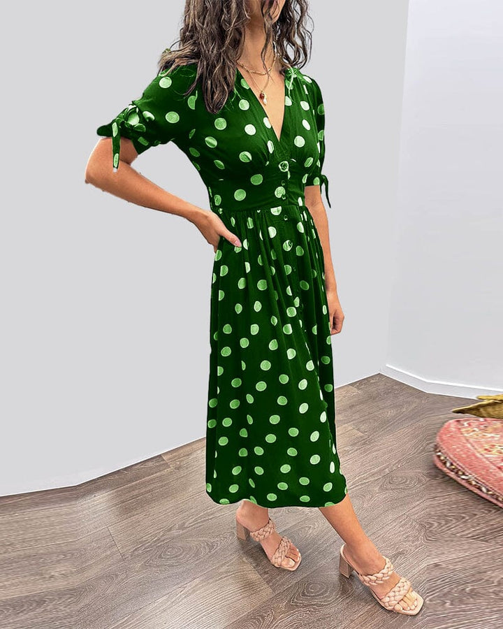 Bellamy | V-Ausschnitt Midikleid für Damen mit Pünktchen