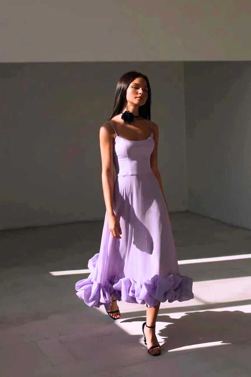 Ariana | Anmutiges Fließendes Midikleid für Damen mit eckigem Ausschnitt