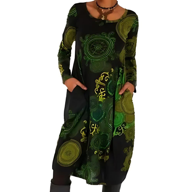 Jana | Winterkleid für Damen mit Rundhalsausschnitt und langen Ärmeln