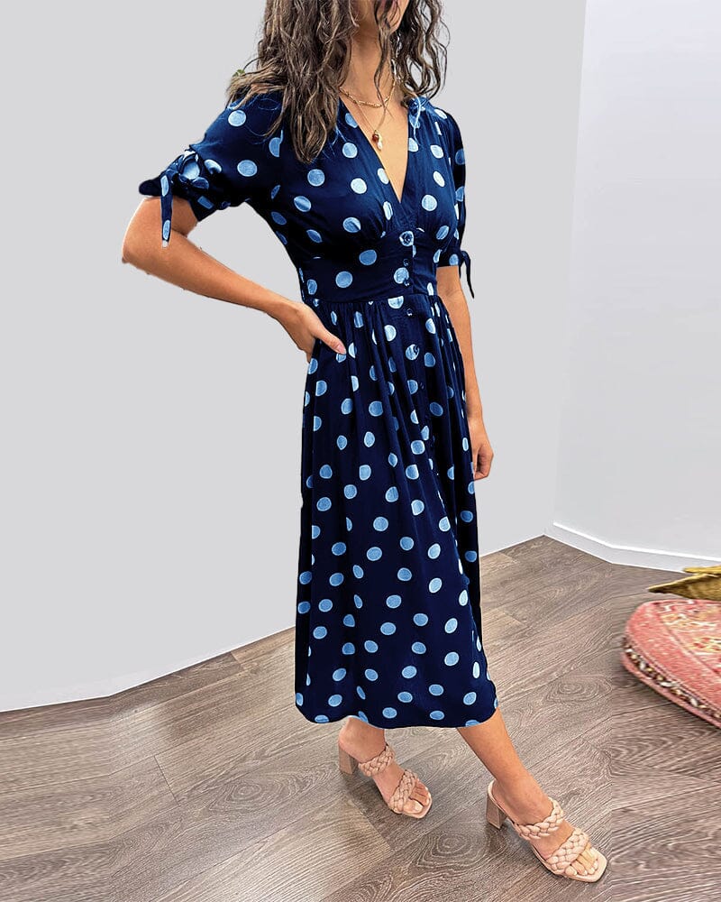 Bellamy | V-Ausschnitt Midikleid für Damen mit Pünktchen