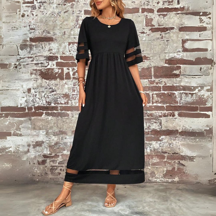 Nadia | Kleid für Damen mit Bauchbedeckung und Rundhalsausschnitt