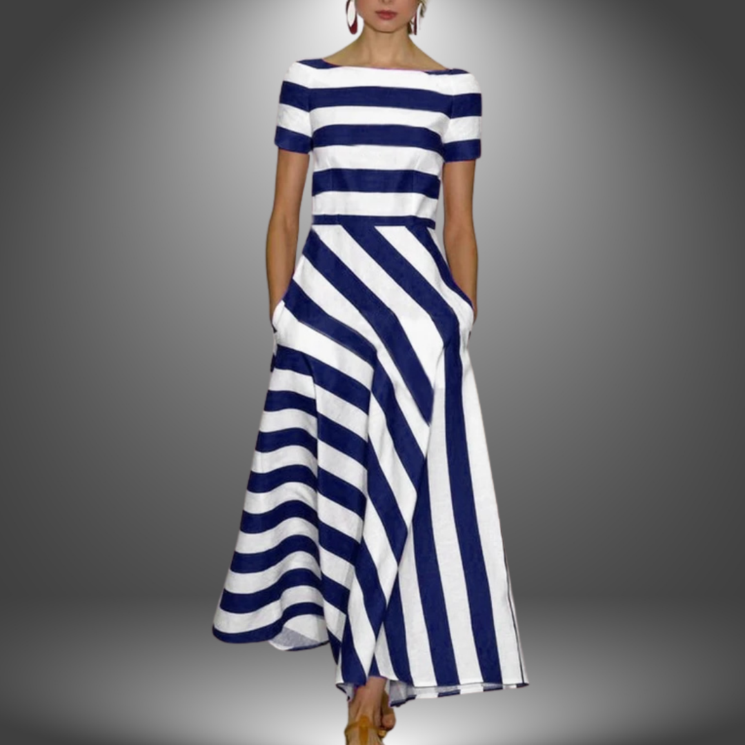 Natalia | Langgestreiftes Maxikleid, Handgemacht für Damen