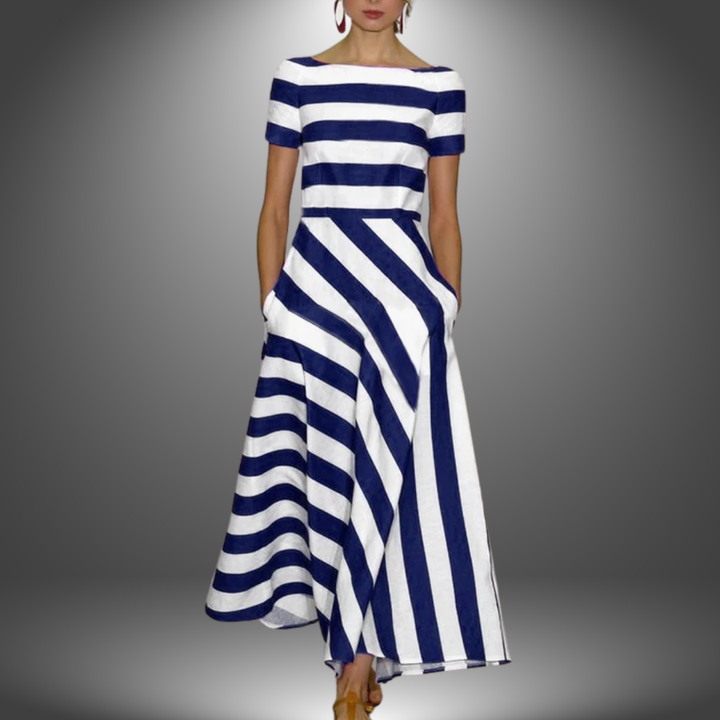 Natalia | Langgestreiftes Maxikleid, Handgemacht für Damen