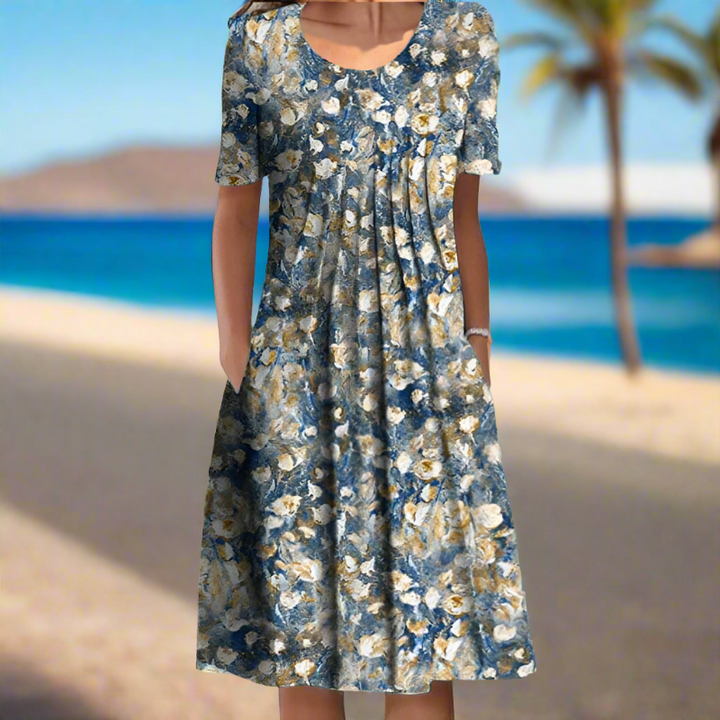RUBY | Verzauberndes Blumenkleid Frühling/Sommer mit Rundhalsausschnitt