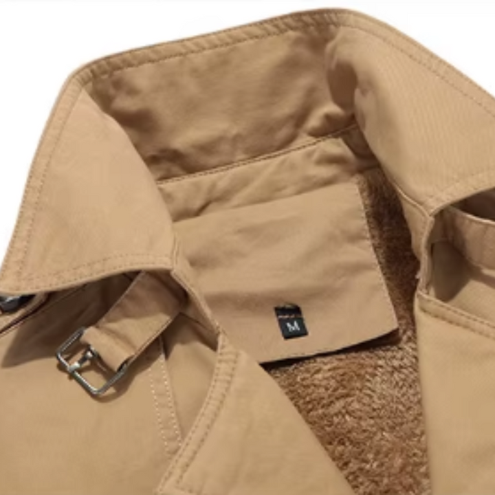Eleganter Gepolsterter Trenchcoat für Herren mit langen Ärmeln