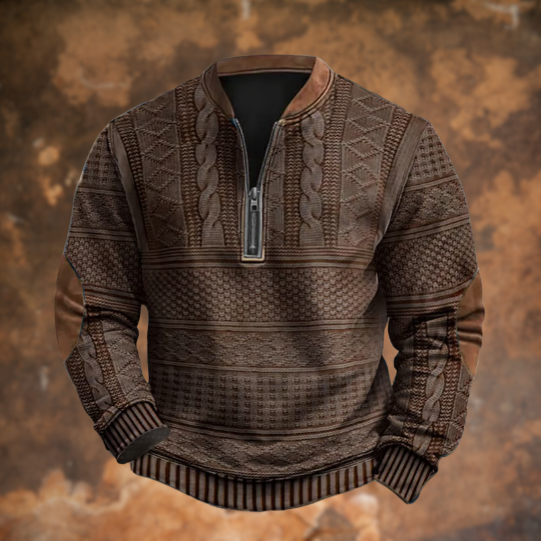 Ford | Texturierter Halb-Zip Pullover für Herren mit Stehkragen und langen Ärmeln