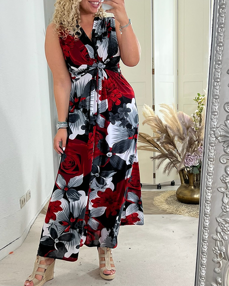 Svea | Ärmelloses Plisseekleid für Damen mit Blumenprint