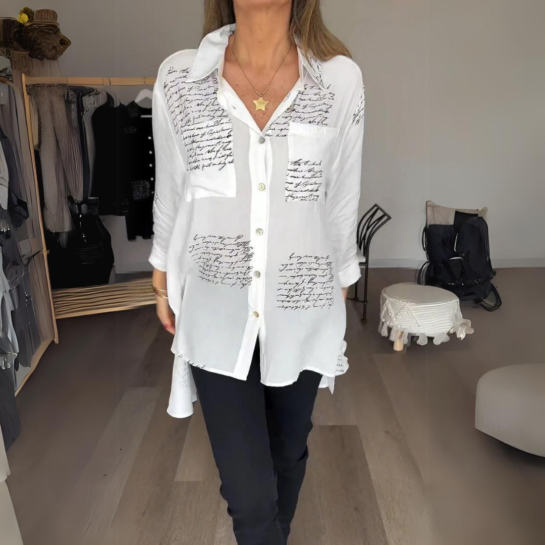 Carla | Handgeschriebene Button-Up-Bluse mit langen Ärmeln