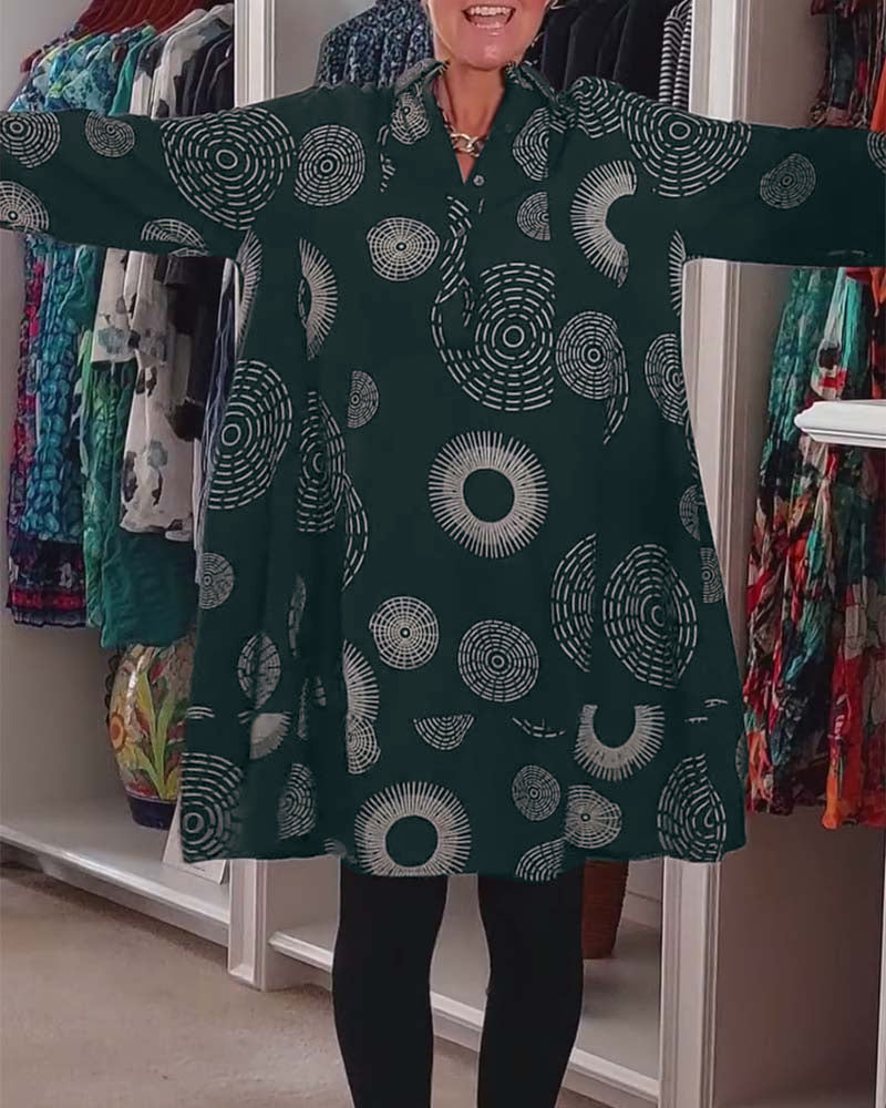 Marlene | Lässiges Midikleid für Damen mit geometrischem Druck