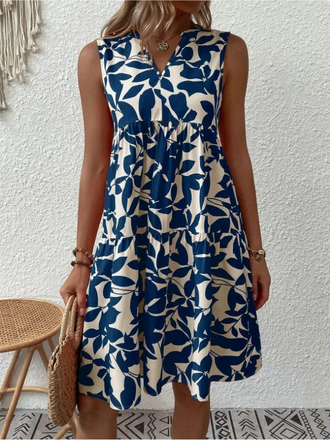 Elena | Luftiges Sommerkleid für Damen mit Blumenmuster und V-Ausschnitt